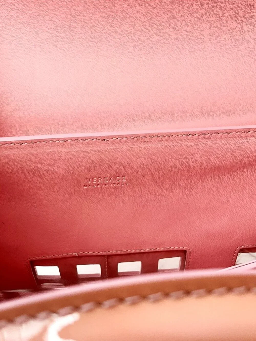 Vintage Versace Patent leather Medusa Top Handle Bag Pink Cutout Satchel - Picture 13 of 13